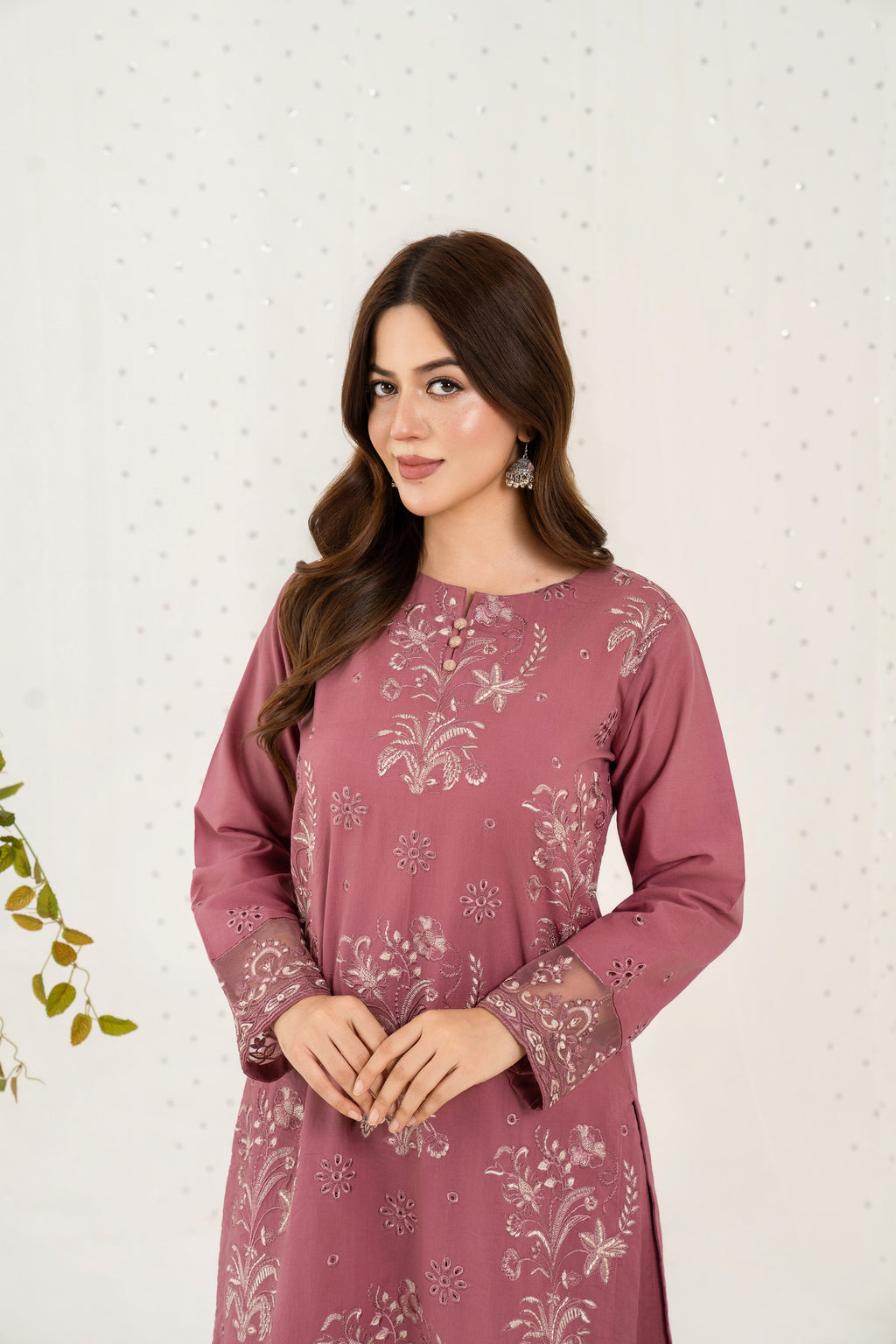 Rosewood Bloom – Embroidered 2PC Pret Set