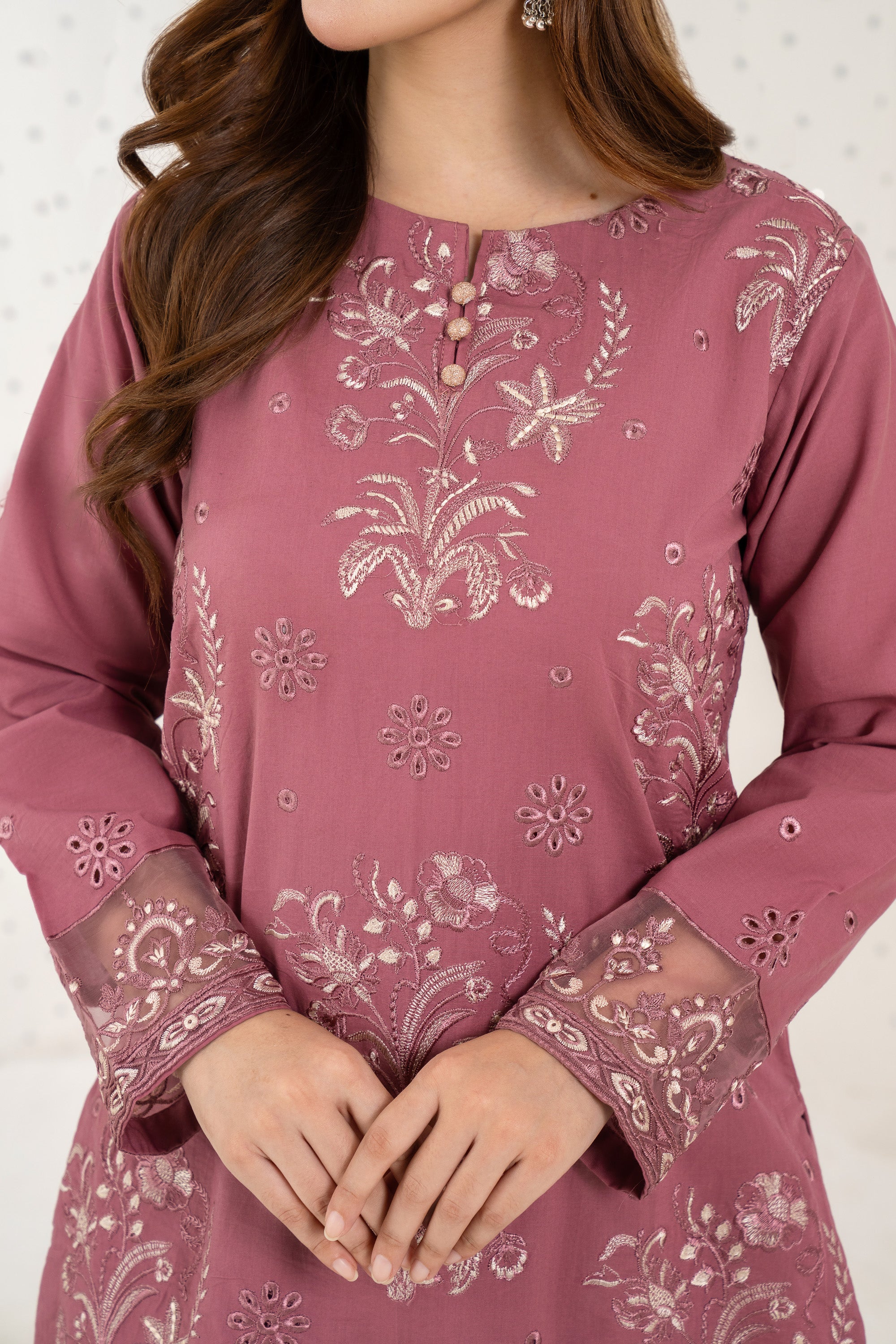 Rosewood Bloom – Embroidered 2PC Pret Set