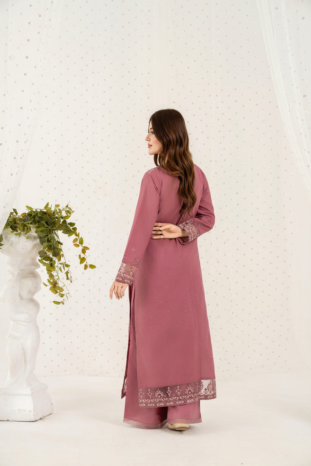 Rosewood Bloom – Embroidered 2PC Pret Set