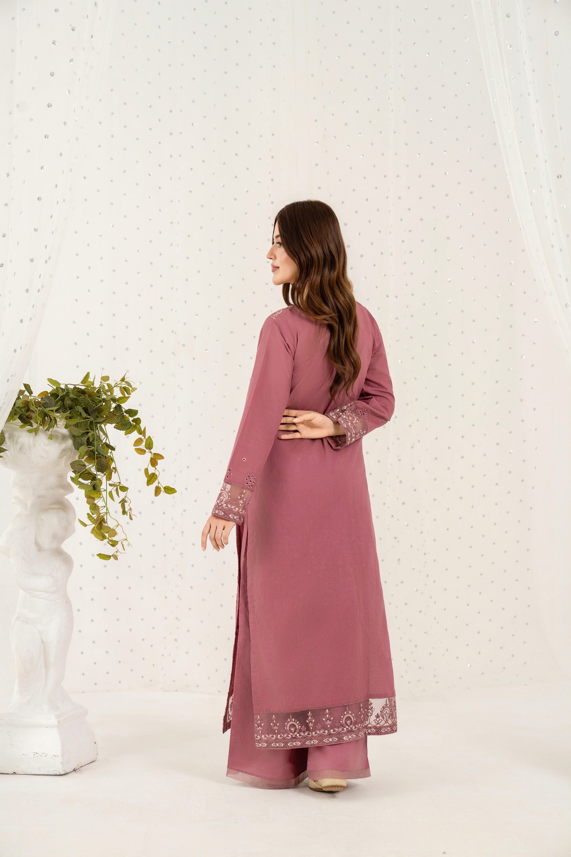 Rosewood Bloom – Embroidered 2PC Pret Set