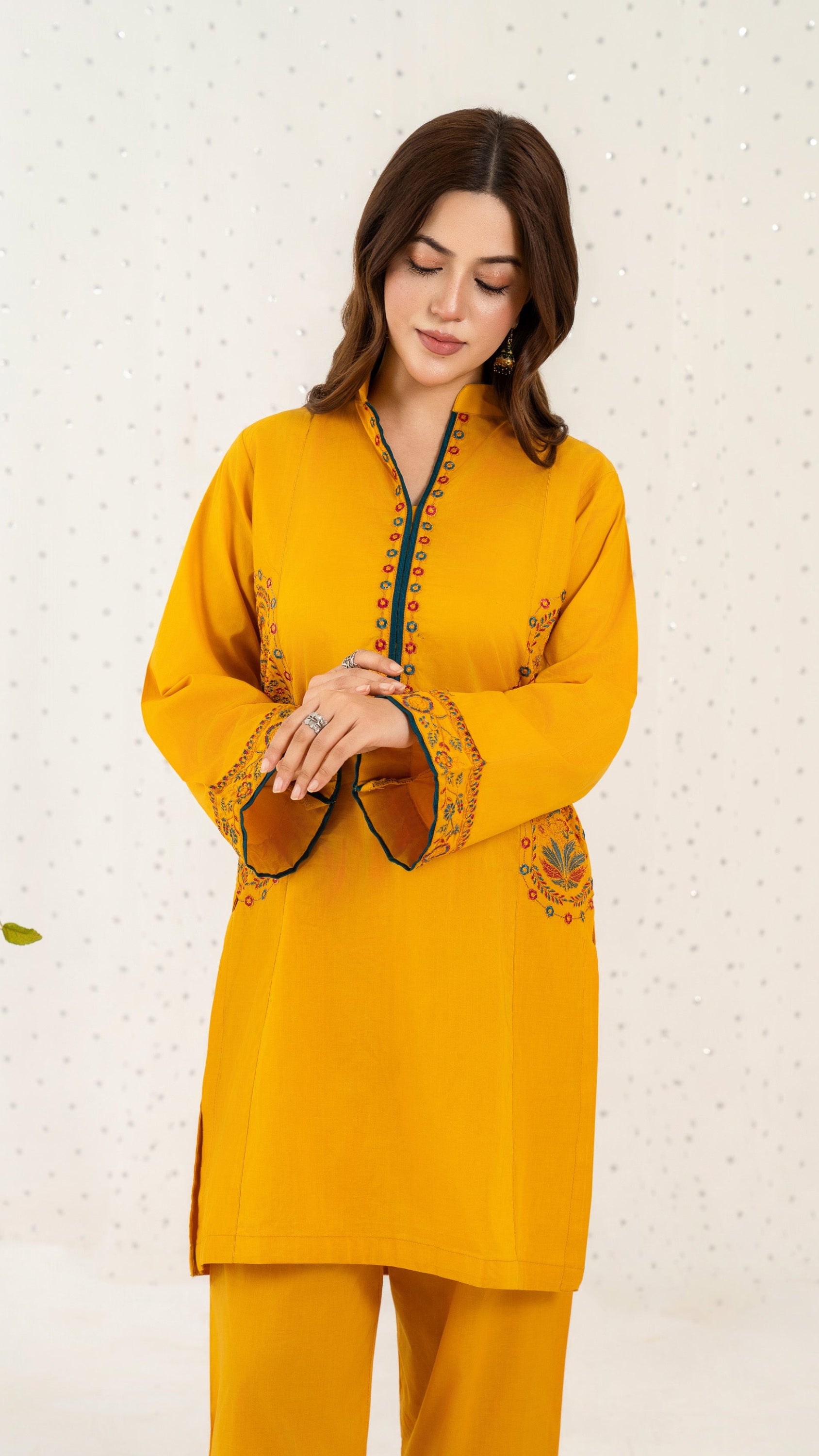 Golden Bloom – Embroidered 2PC Pret Set