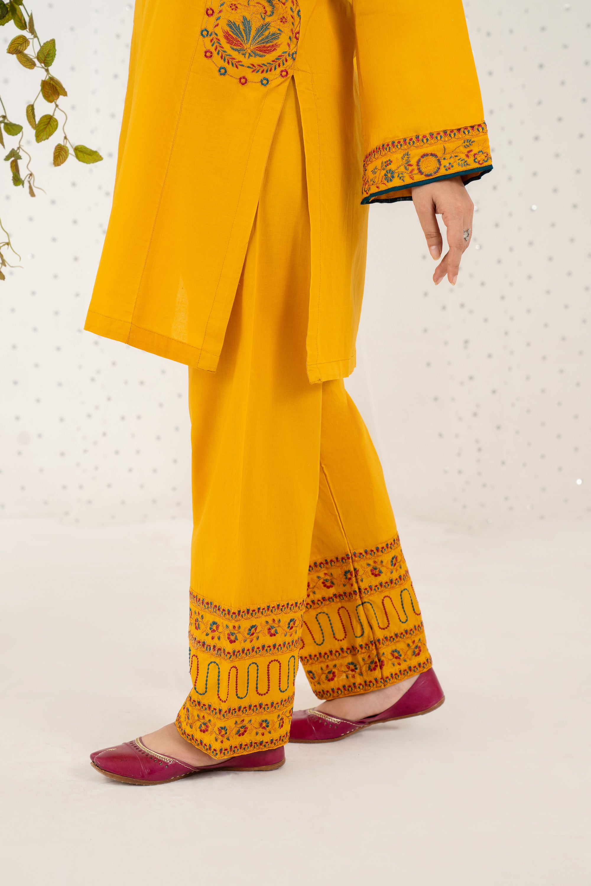 Golden Bloom – Embroidered 2PC Pret Set