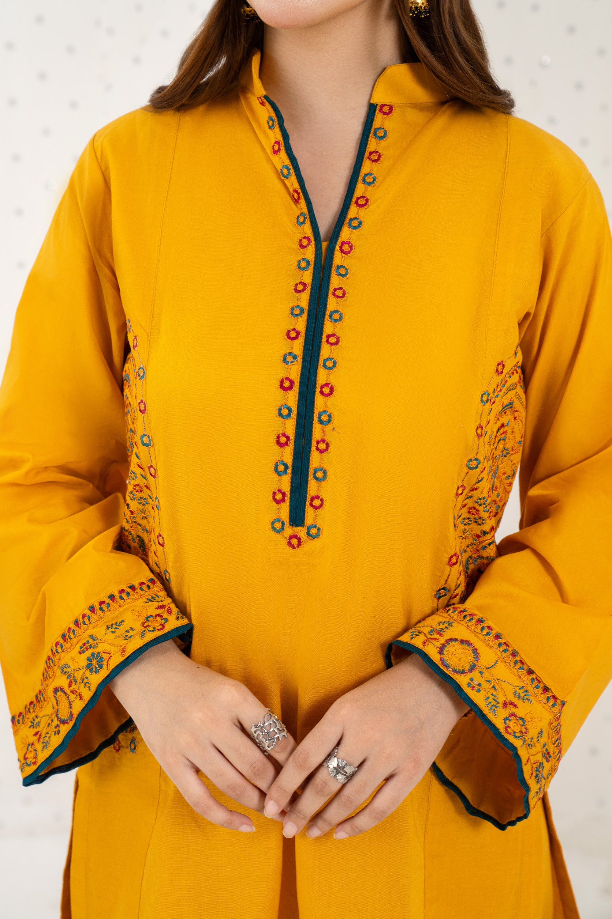 Golden Bloom – Embroidered 2PC Pret Set