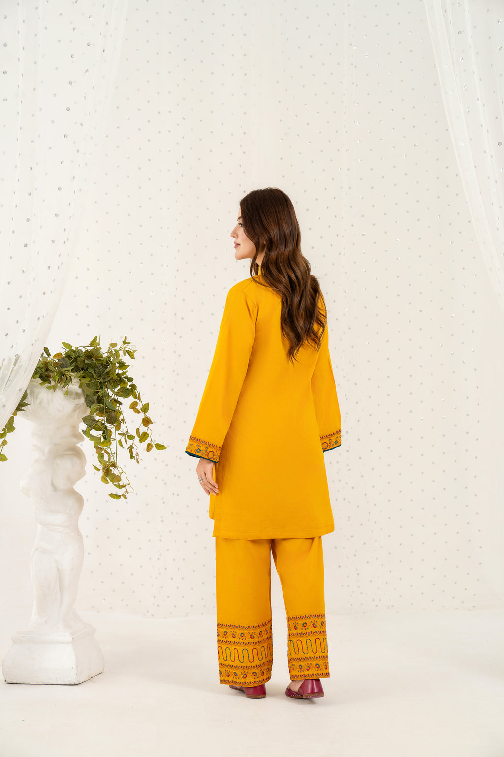 Golden Bloom – Embroidered 2PC Pret Set