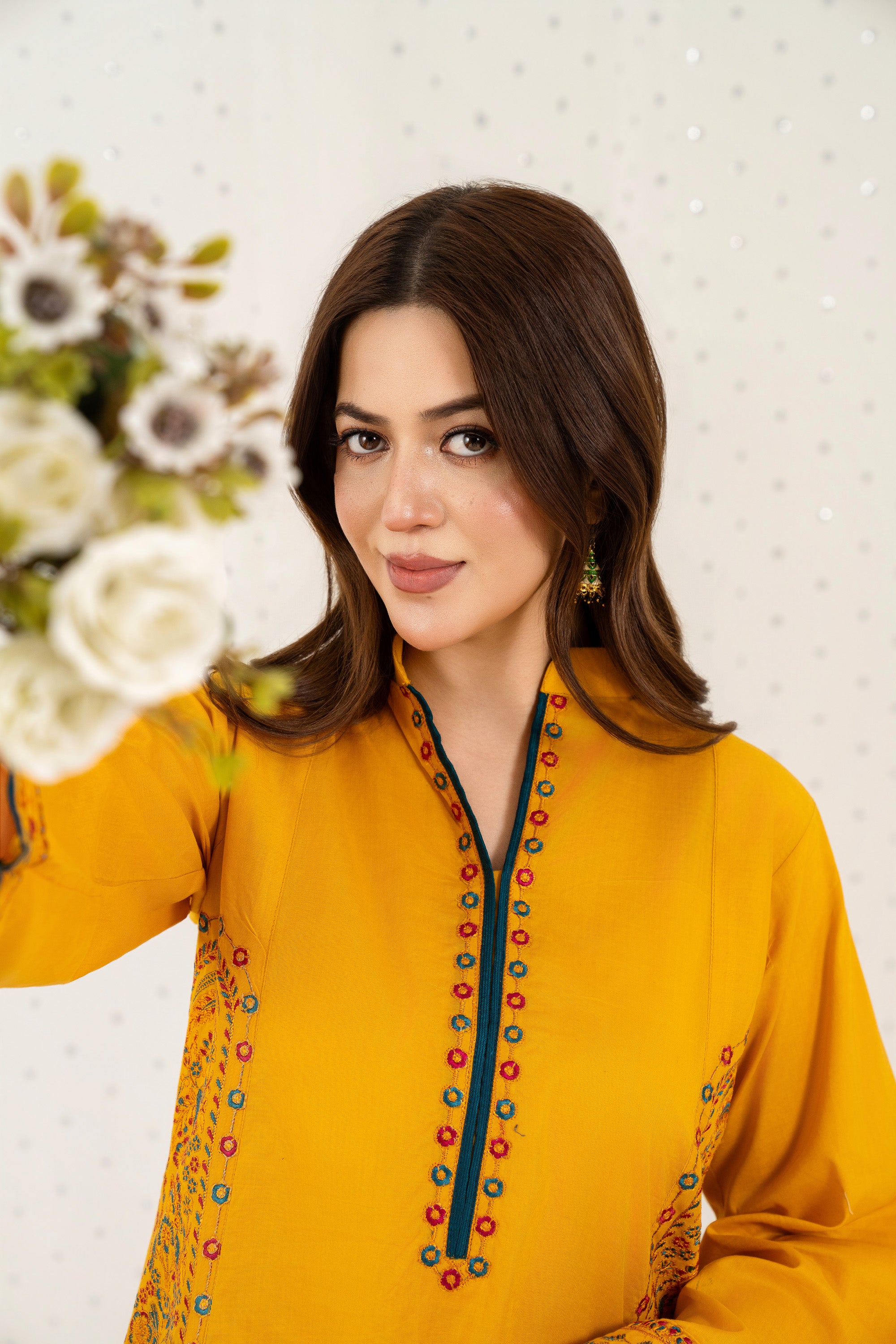 Golden Bloom – Embroidered 2PC Pret Set