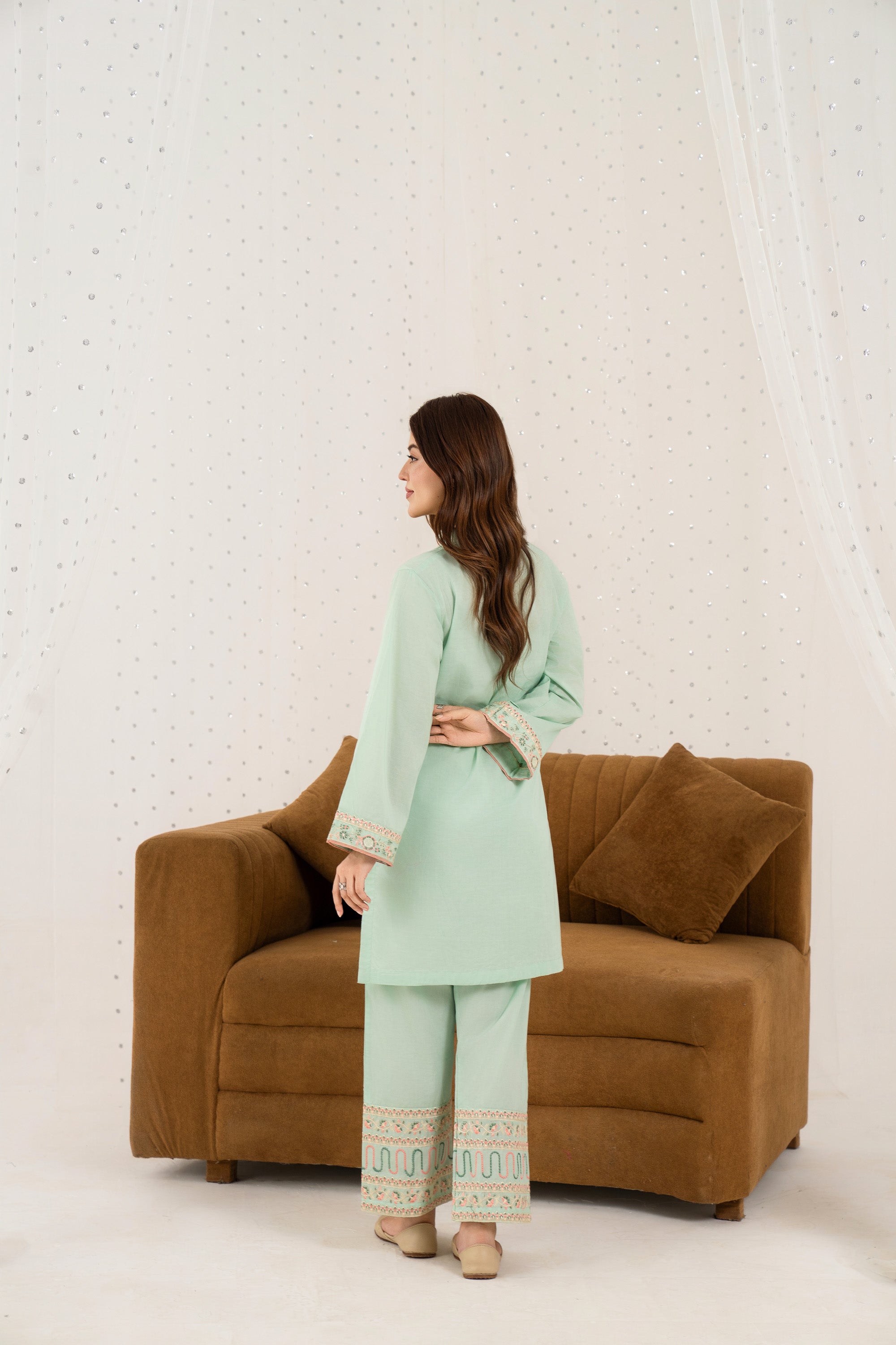 Mint Blossom – Embroidered 2PC Pret Set