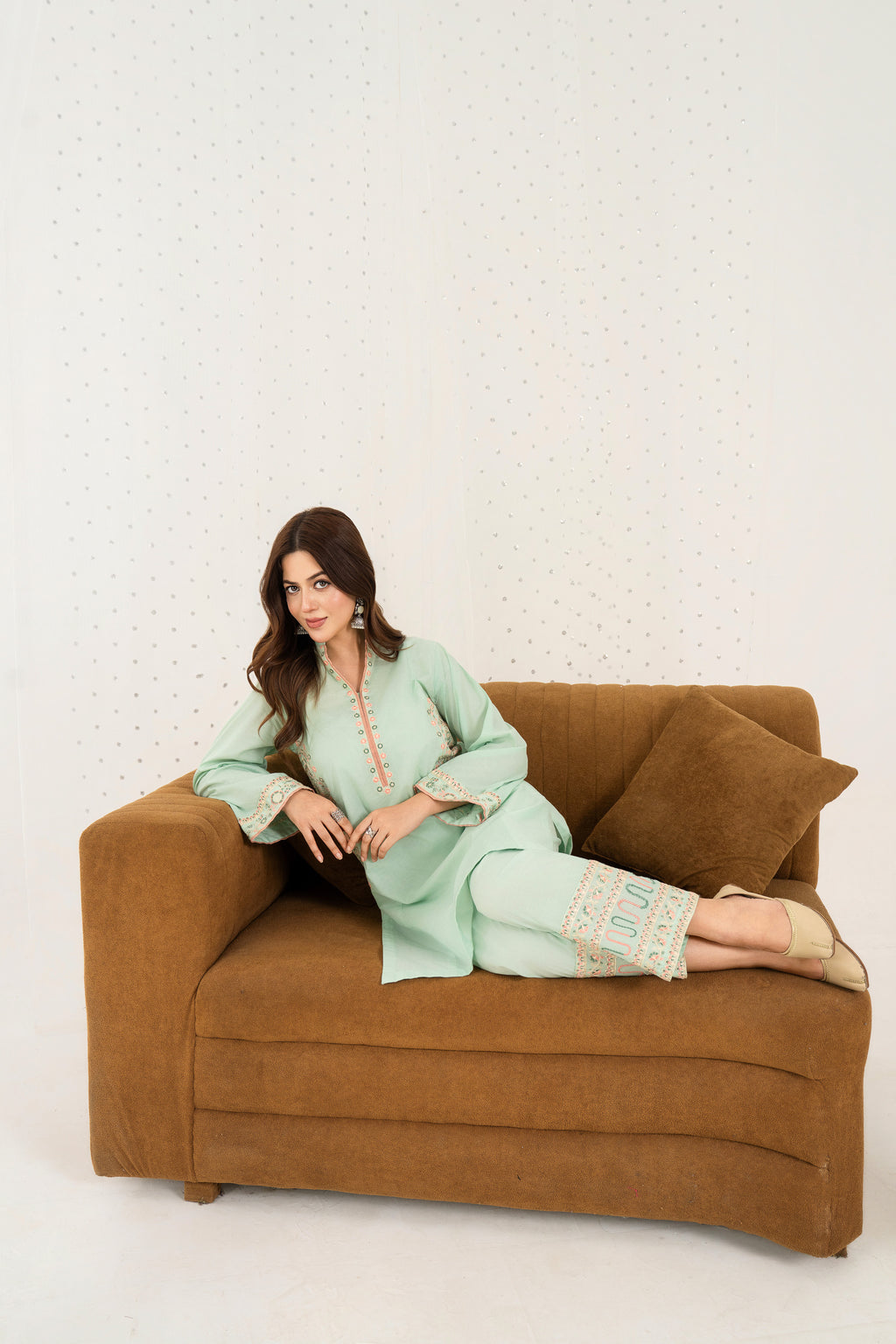 Mint Blossom – Embroidered 2PC Pret Set